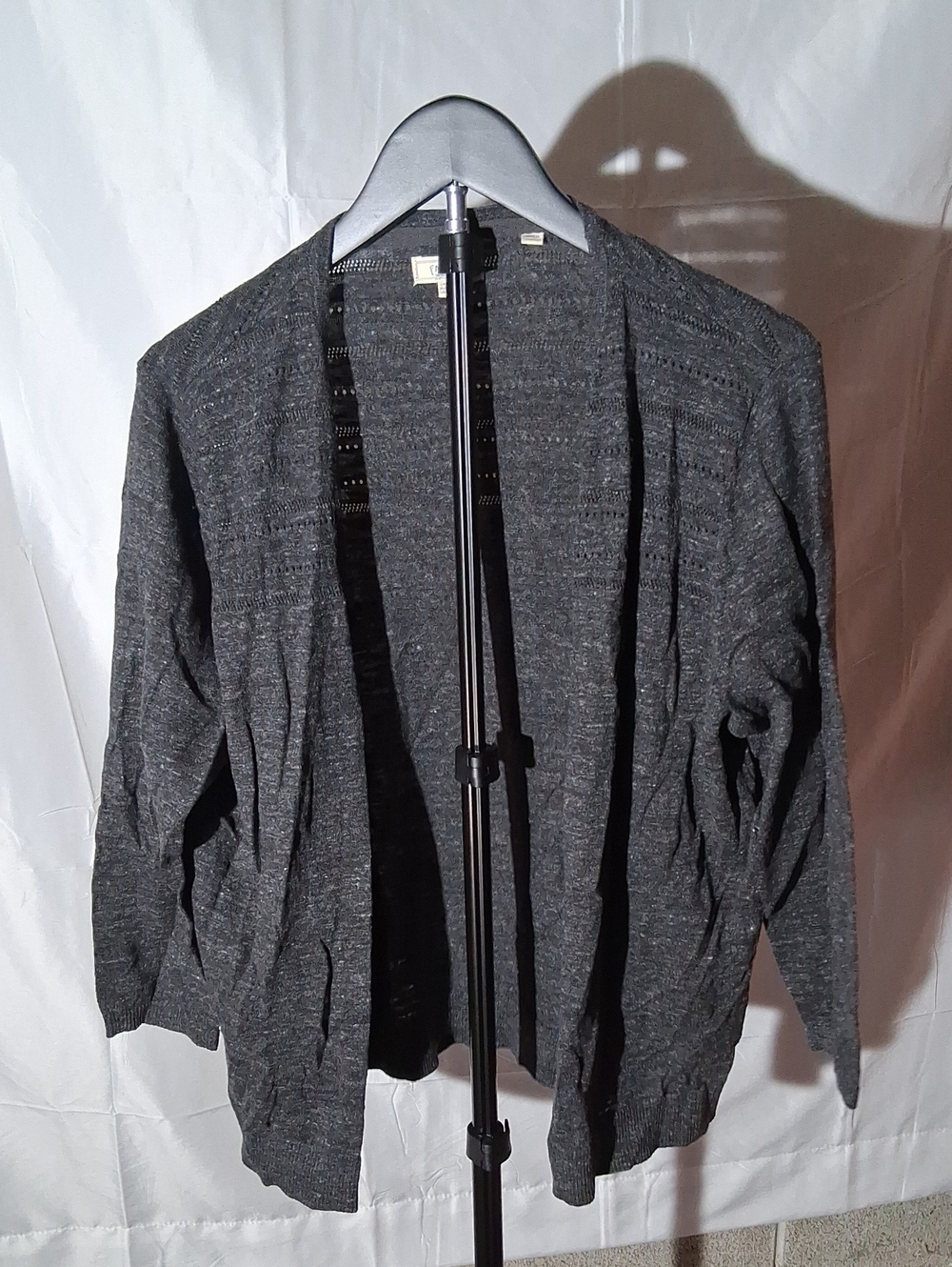 Fat Face Open-Front Dark Charcoal Knit Cardigan